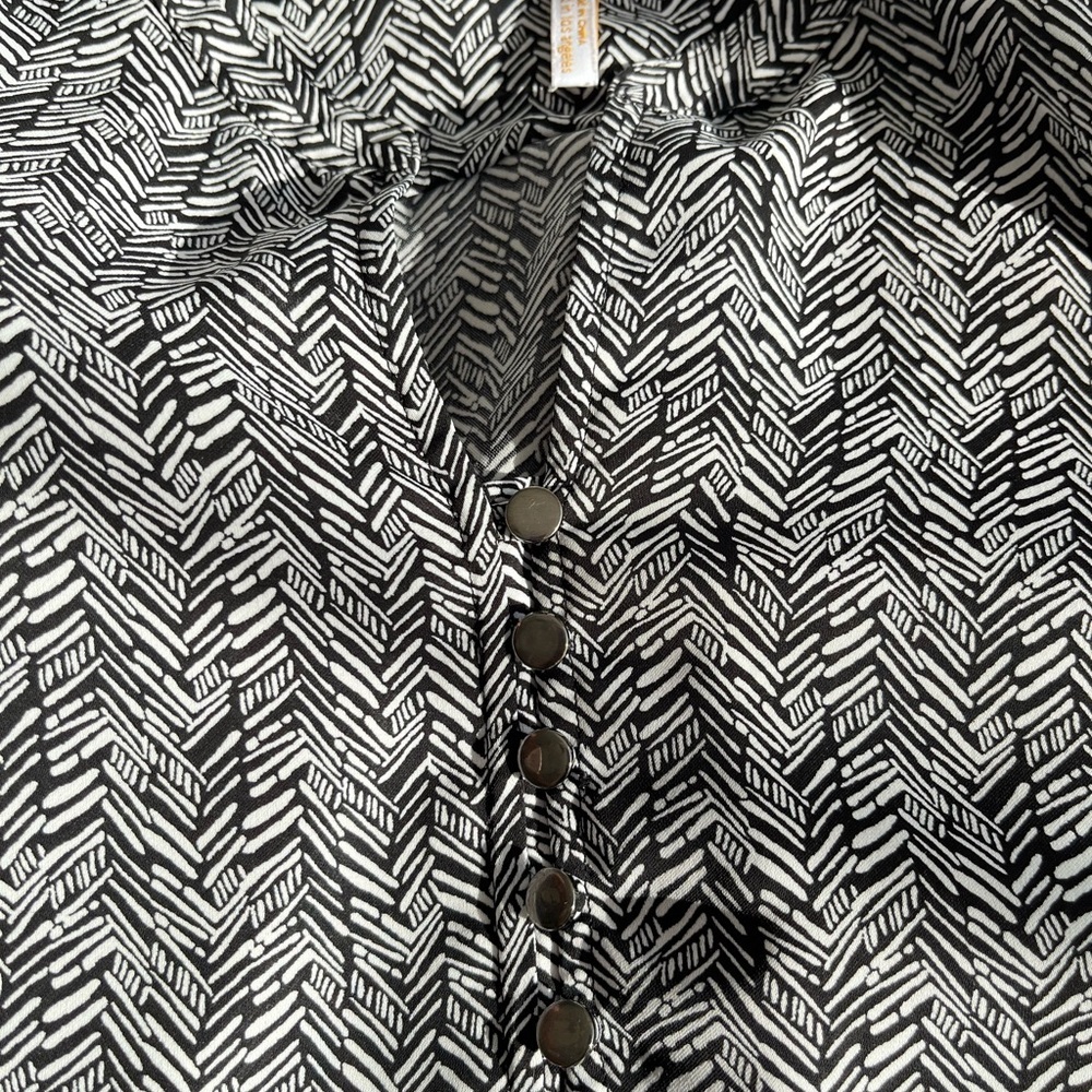 Laundry By Shelli Segal Chevron  Henley Tunic Blouse Classic Office Wear Boho XS - Picture 8 of 16